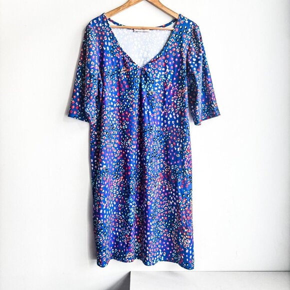 Nadya Toto Colourful Floral Knit Stretchy Comfort Dress XL - Picture 2 of 3